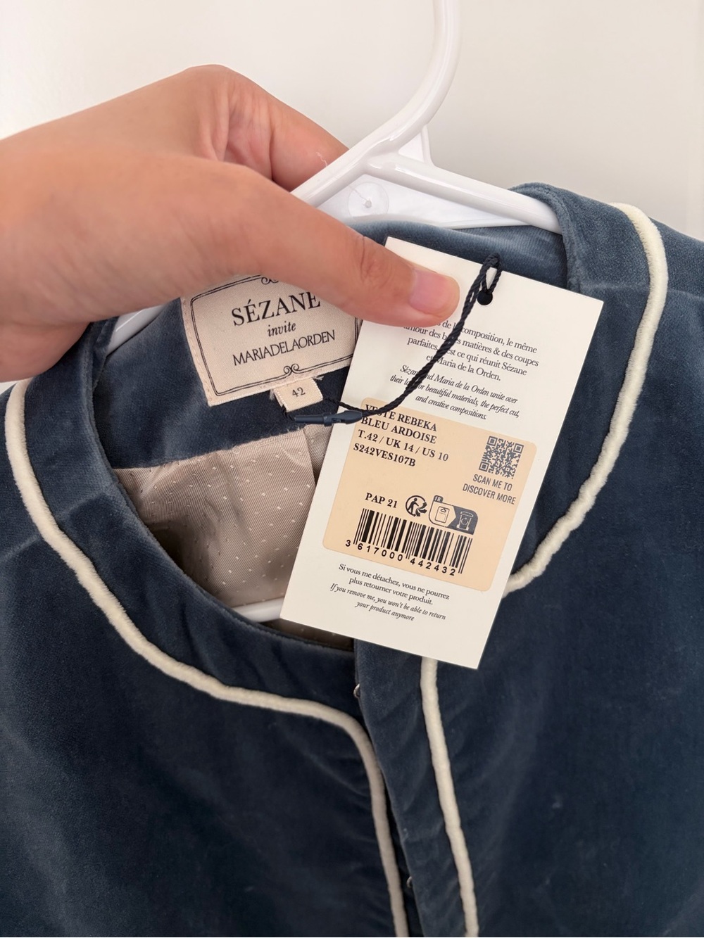 NWT Sezane Rebeka Velvet Jacket - Picture 3 of 4